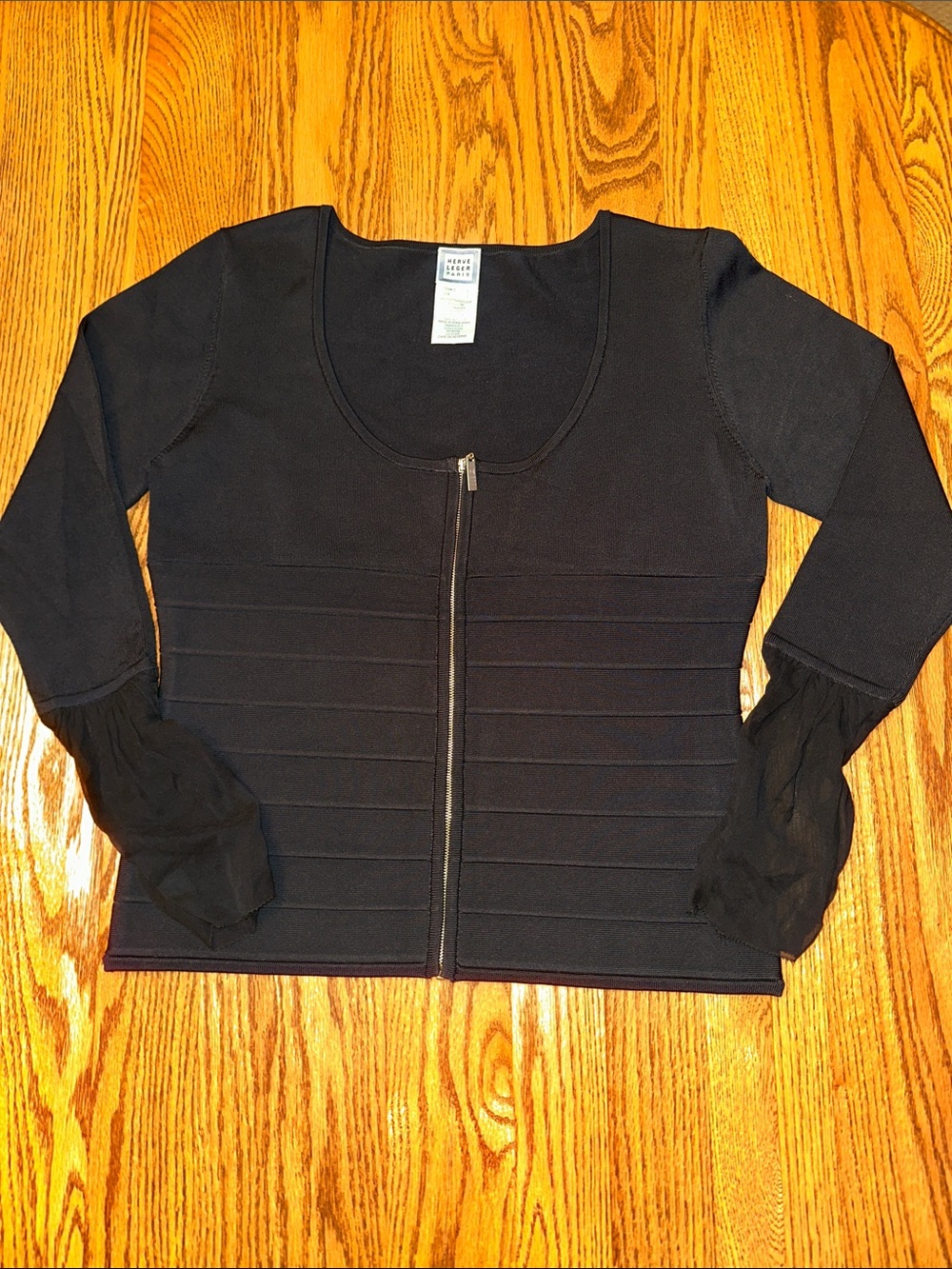 Herve Leger Black Knit Top with Logo Tag